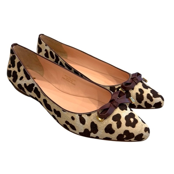 Kate Spade Flats Size 8 Tan Brown Animal Print Calf Hair Pointed Toe - Picture 1 of 14